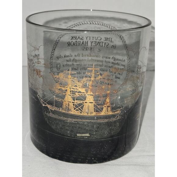 Cutty Sark Scotch Whiskey 4 Old Fashioned Lowball Glasses Smoke - Picture 6 of 10
